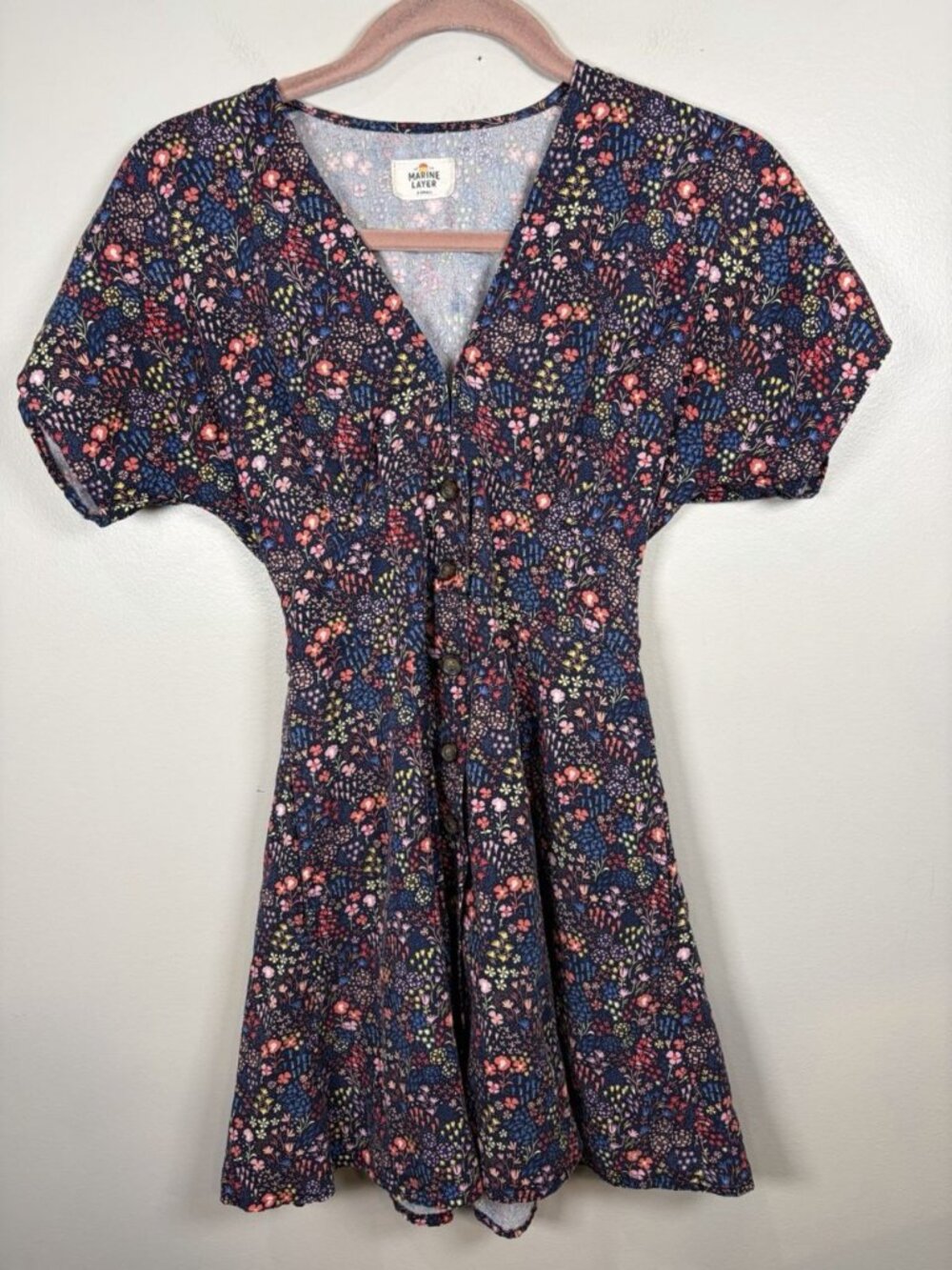 Marine Layer Camila Mini Dress XS Floral Boho Hippie Cottagecore Beach